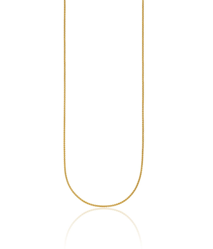 14K Solid Yellow Gold 1.3mm Spiga Wheat Link Chain Necklace