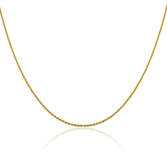 14K Solid Yellow Gold 1.40mm Oval Cable Rolo Link Chain Belcher Necklace