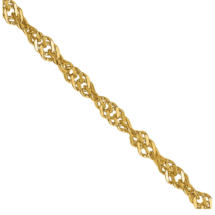 14K Solid Yellow Gold 1.40mm Singapore Chain Necklace