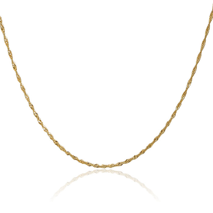 14K Solid Yellow Gold 1.40mm Singapore Chain Necklace