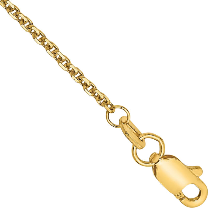 14K Solid Yellow Gold 1.45mm Cable Rolo Link Chain Anklet Summer Beach Foot Ankle Bracelet