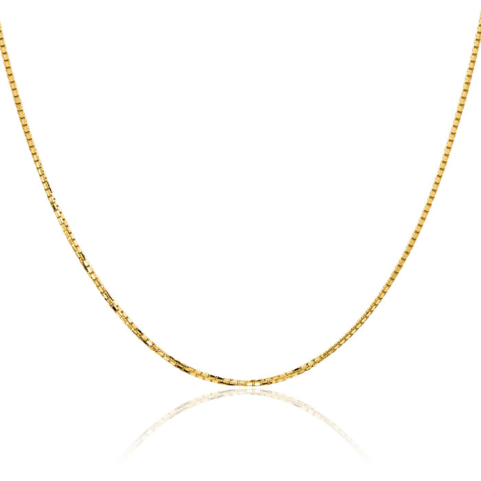 14K Solid Yellow Gold 1.45mm Concave Box Link Chain Necklace