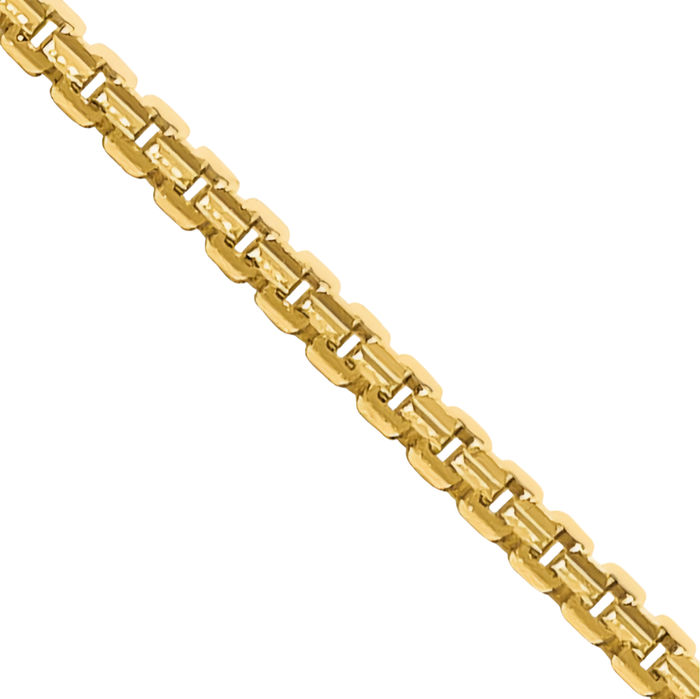 14K Solid Yellow Gold 1.45mm Concave Box Link Chain Necklace