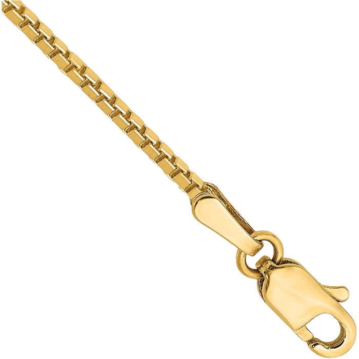 14K Solid Yellow Gold 1.4mm Box Link Chain Bracelet