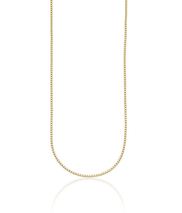 14K Solid Yellow Gold 1.4mm Box Link Chain Necklace