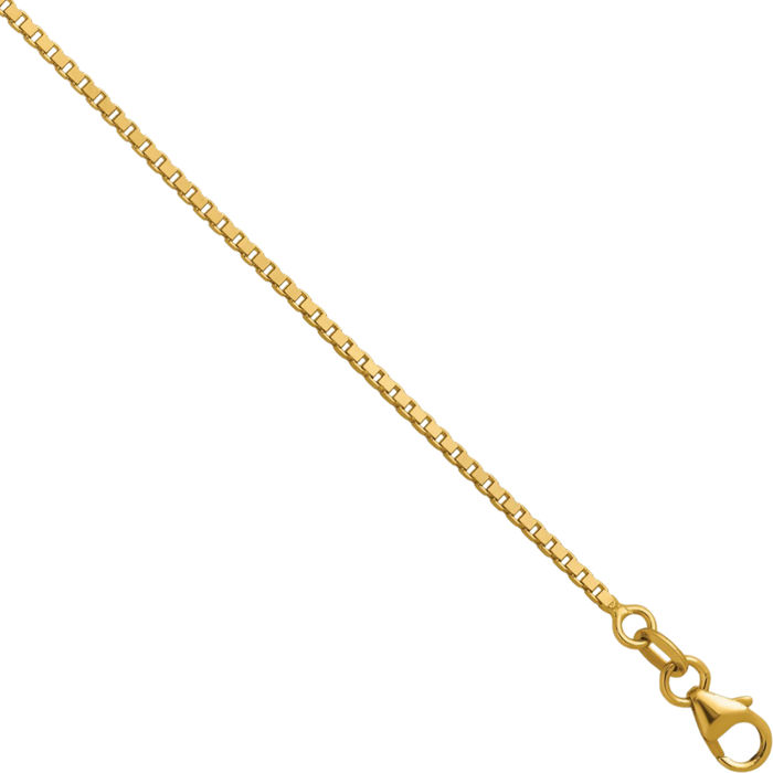 14K Solid Yellow Gold 1.4mm Box Link Chain Necklace