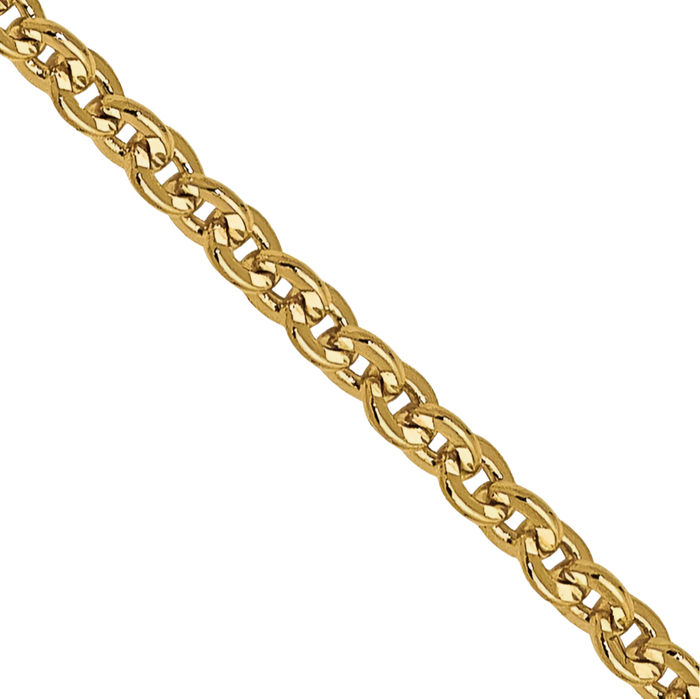 14K Solid Yellow Gold 1.4mm Cable Rolo Link Chain Belcher Necklace