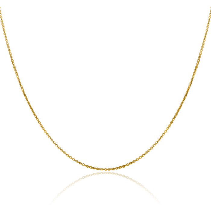 14K Solid Yellow Gold 1.4mm Cable Rolo Link Chain Belcher Necklace