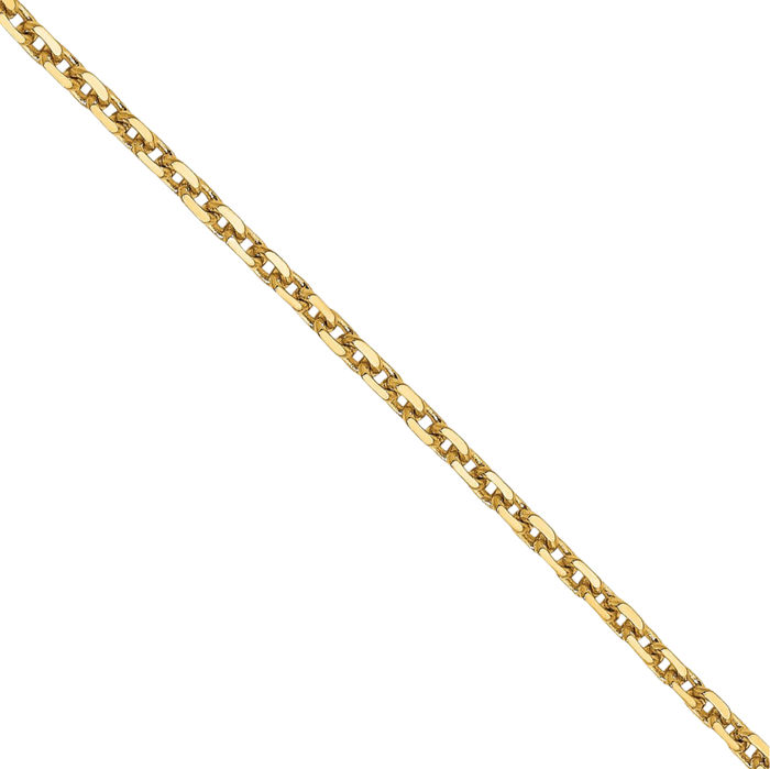 14K Solid Yellow Gold 1.4mm Cable Rolo Link Chain Belcher Necklace