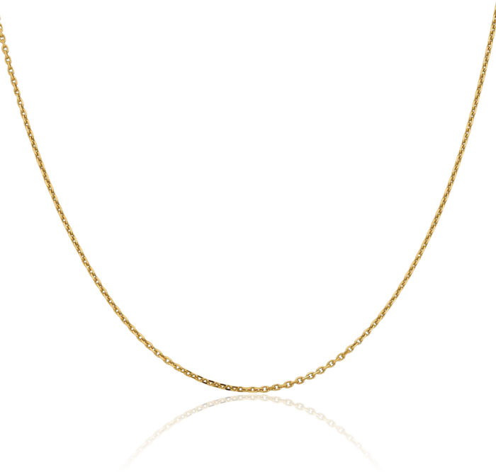 14K Solid Yellow Gold 1.4mm Cable Rolo Link Chain Belcher Necklace