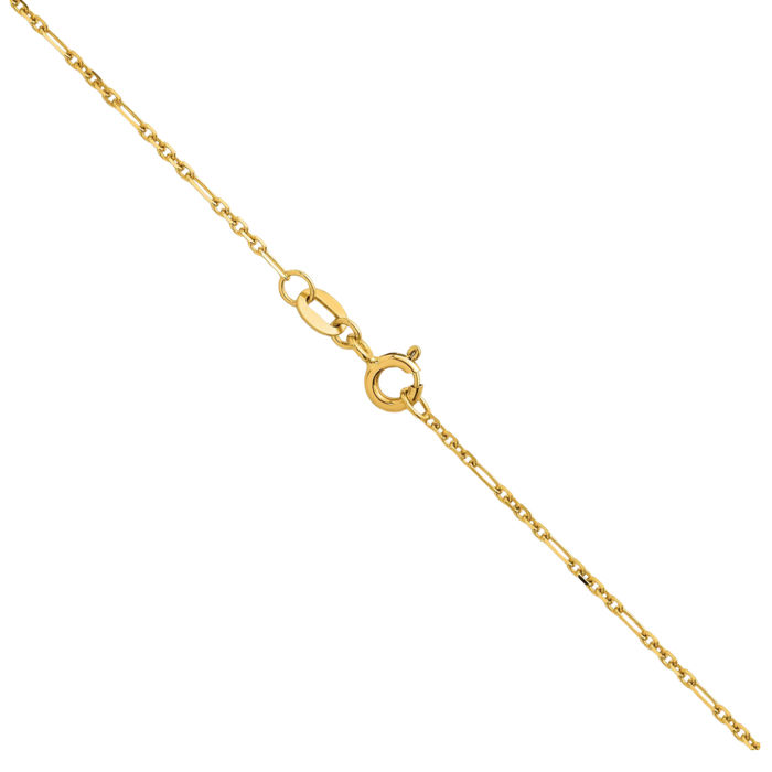 14K Solid Yellow Gold 1.4mm Figaro Link Chain Necklace