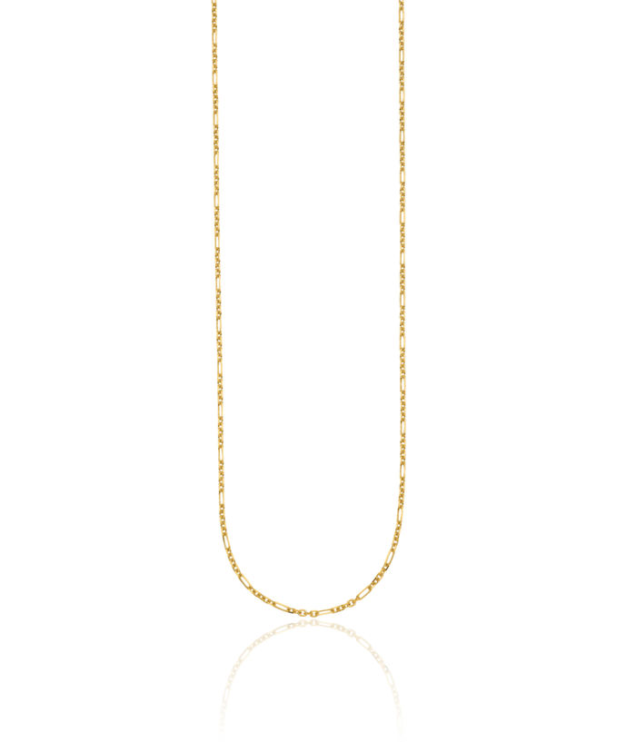 14K Solid Yellow Gold 1.4mm Figaro Link Chain Necklace