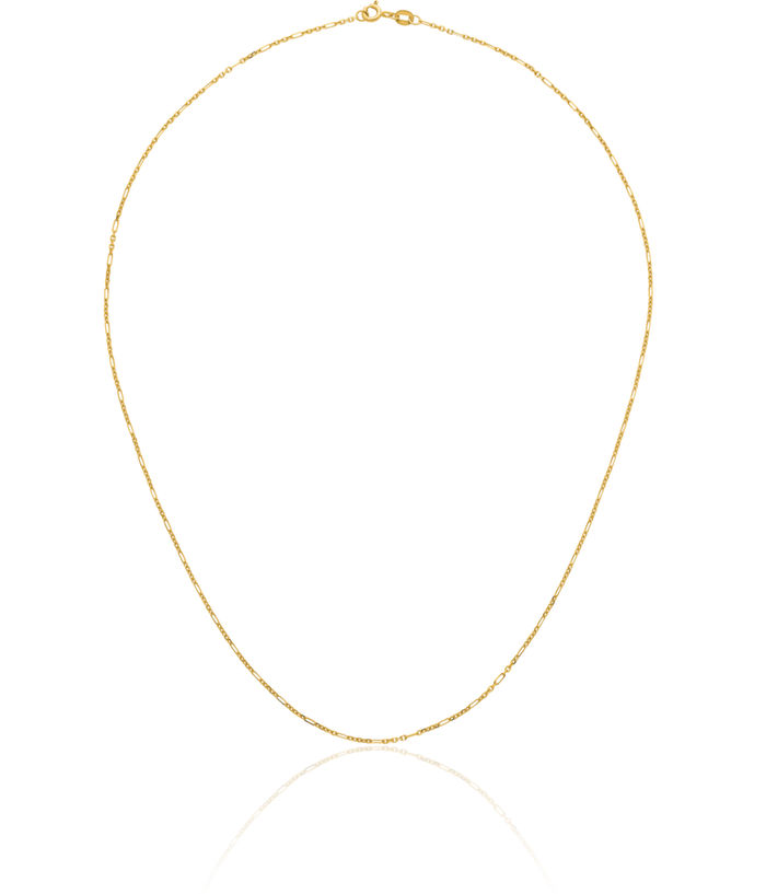 14K Solid Yellow Gold 1.4mm Figaro Link Chain Necklace