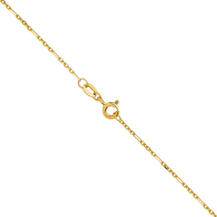 14K Solid Yellow Gold 1.4mm Figaro Link Chain Necklace