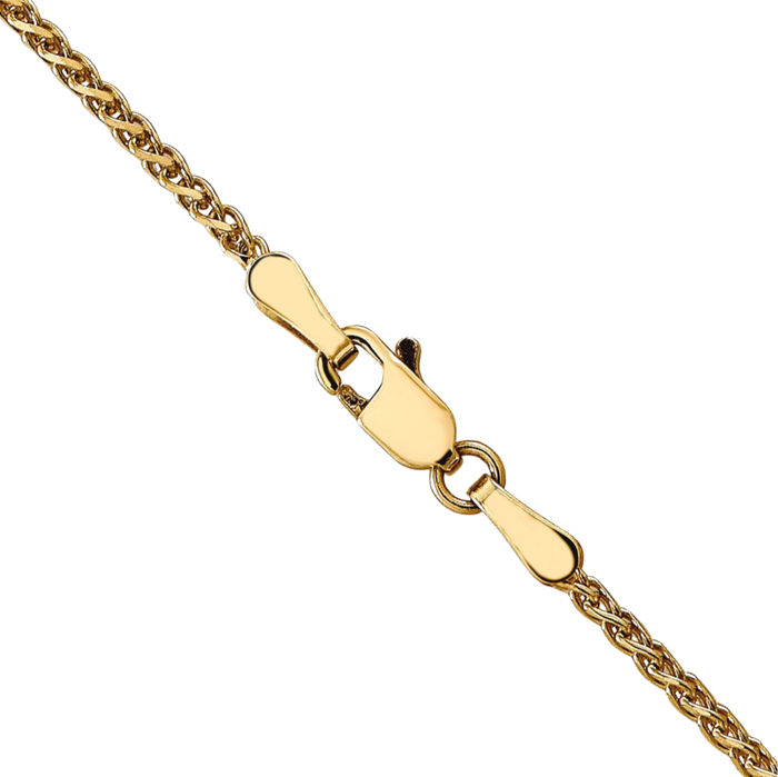 14K Solid Yellow Gold 1.4mm Spiga Wheat Link Chain Necklace