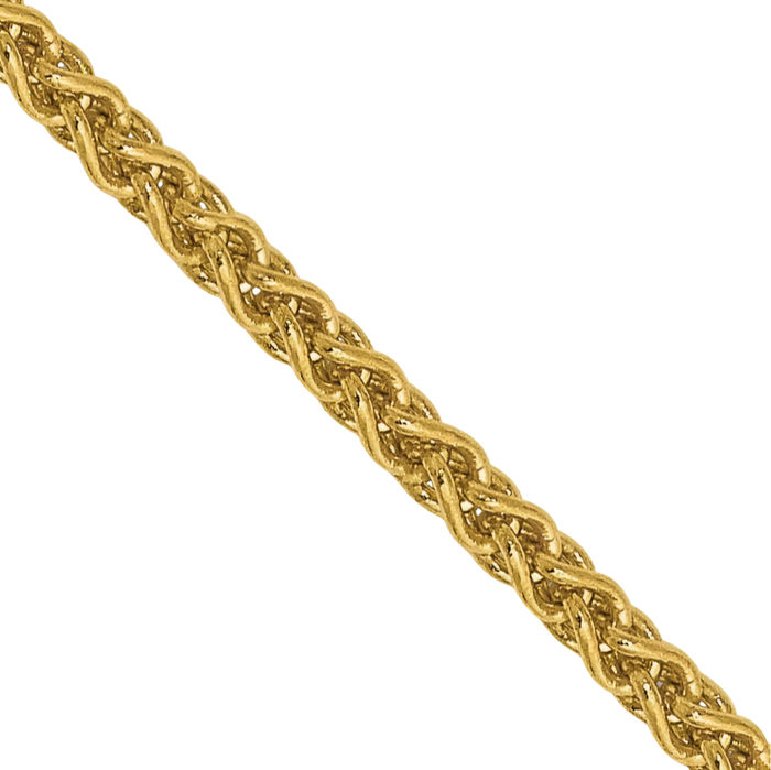 14K Solid Yellow Gold 1.4mm Spiga Wheat Link Chain Necklace