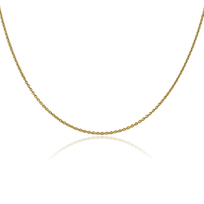 14K Solid Yellow Gold 1.4mm Forzantine Cable Rolo Link Chain Belcher Necklace