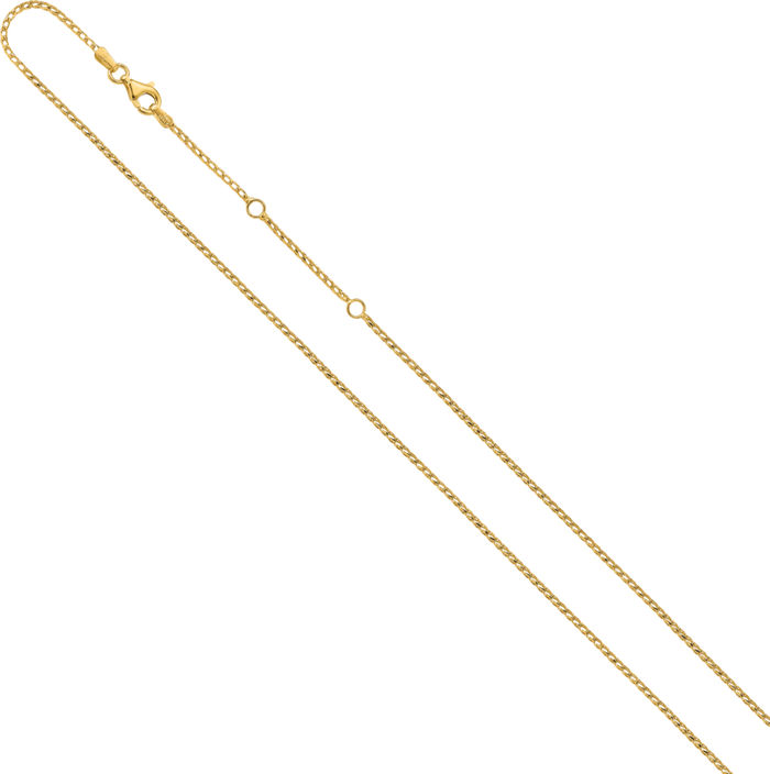 14K Solid Yellow Gold 1.4mm Franco Adjustable Chain Necklace