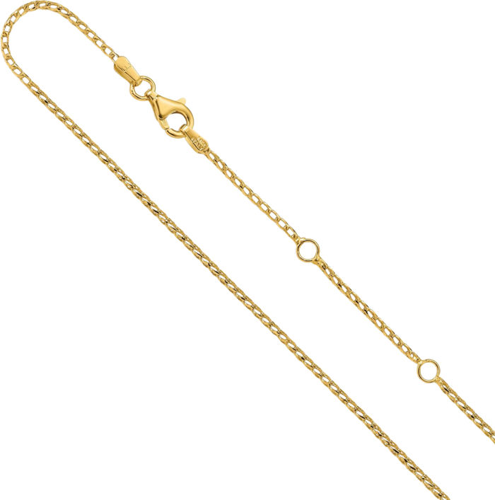 14K Solid Yellow Gold 1.4mm Franco Adjustable Chain Necklace