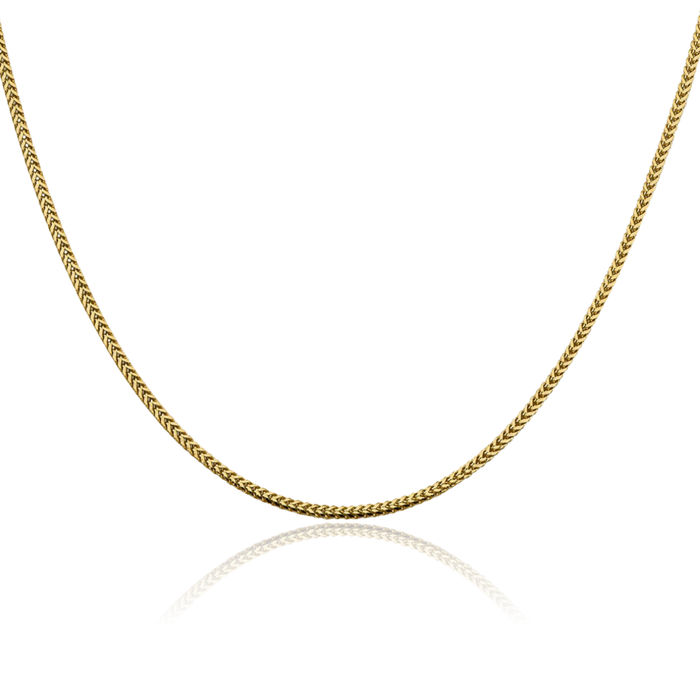 14K Solid Yellow Gold 1.4mm Franco Link Chain Necklace