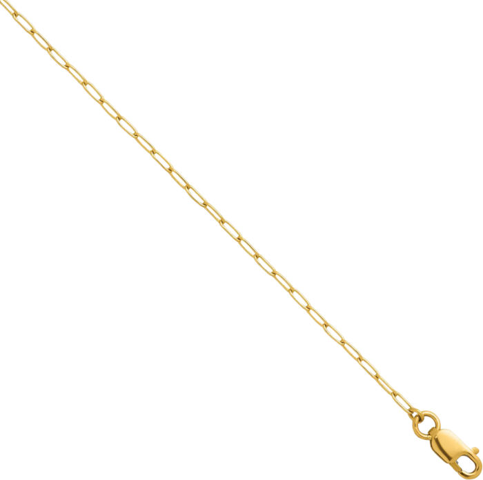 14K Solid Yellow Gold 1.4mm Oval Cable Rolo Link Chain Belcher Necklace