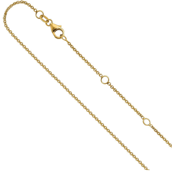 14K Solid Yellow Gold 1.4mm Round Cable Adjustable Chain Necklace