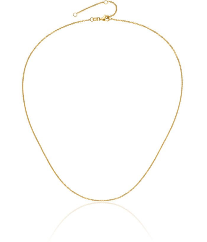 14K Solid Yellow Gold 1.4mm Round Cable Adjustable Chain Necklace