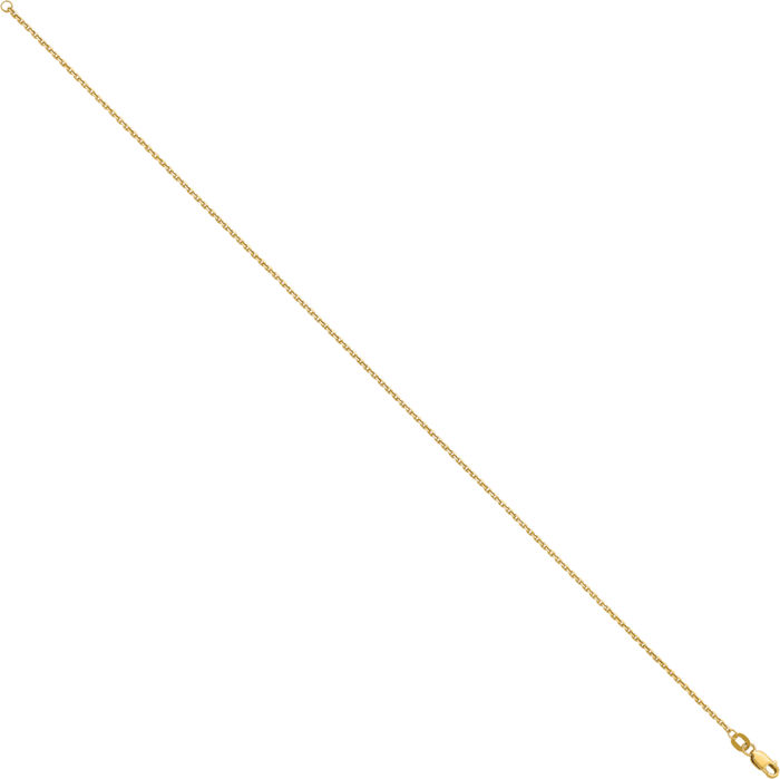 14K Solid Yellow Gold 1.4mm Round Cable Rolo Link Chain Anklet Summer Beach Foot Ankle Bracelet