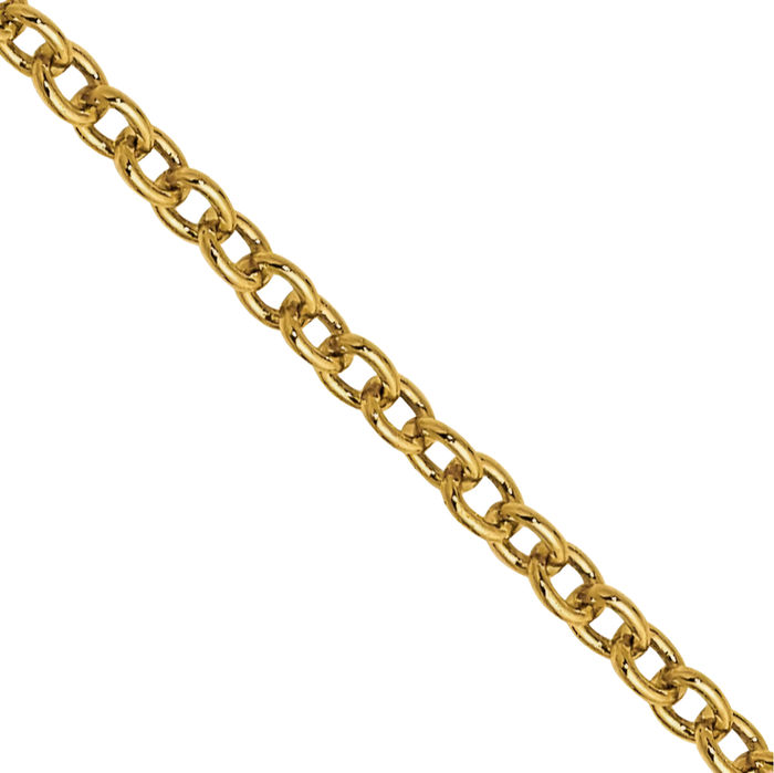 14K Solid Yellow Gold 1.4mm Round Wide Cable Rolo Link Chain Belcher Necklace