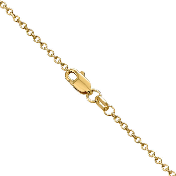 14K Solid Yellow Gold 1.4mm Round Wide Cable Rolo Link Chain Belcher Necklace