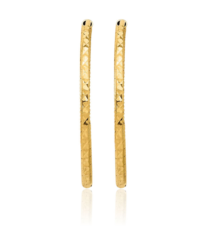 14K Solid Yellow Gold 1.50mm Endless Round Medium Hoop Earrings