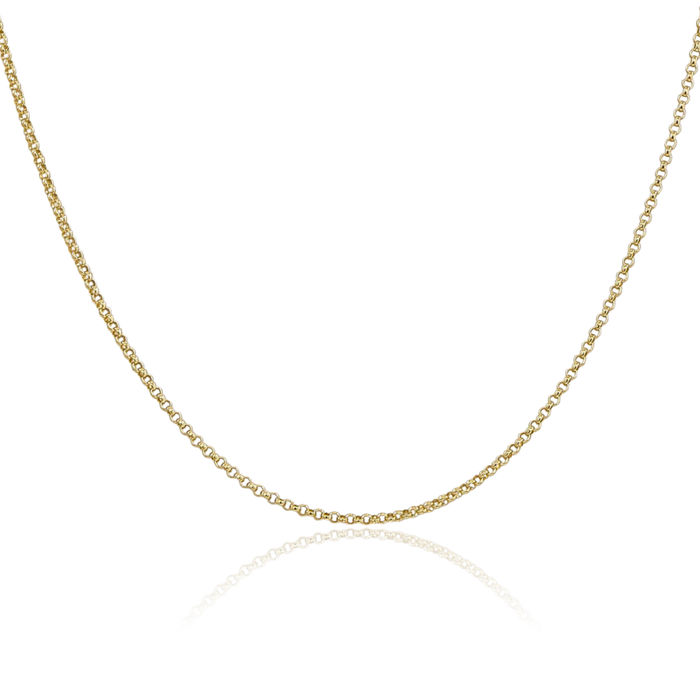 14K Solid Yellow Gold 1.55mm Cable Rolo Link Chain Belcher Necklace