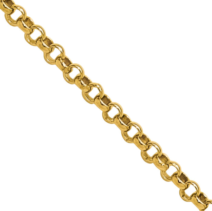 14K Solid Yellow Gold 1.55mm Cable Rolo Link Chain Belcher Necklace