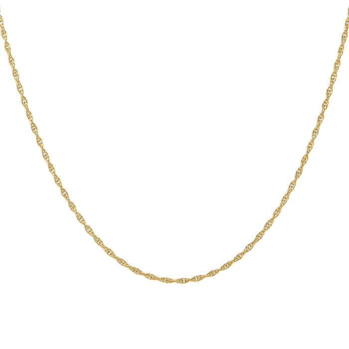 14K Solid Yellow Gold 1.55mm Cable Rope Chain Twisted Link Necklace