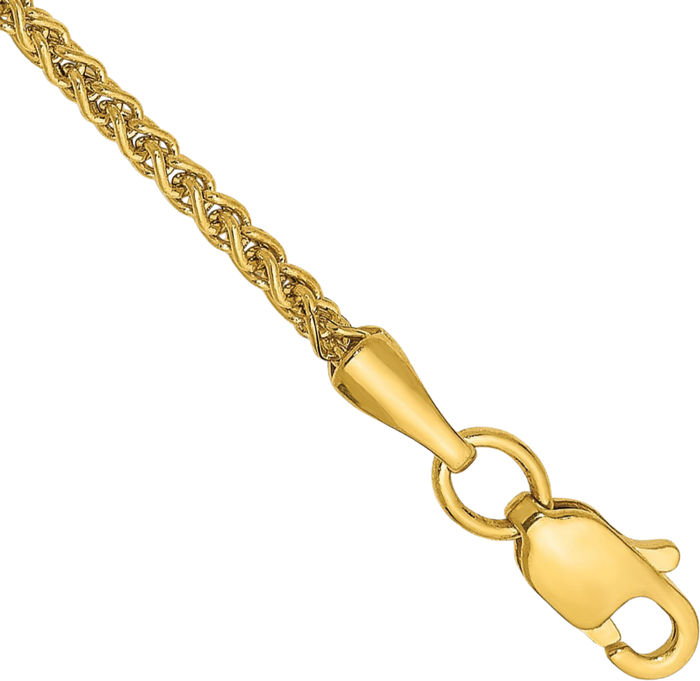 14K Solid Yellow Gold 1.55mm Spiga Wheat Link Chain Anklet Summer Beach Foot Ankle Bracelet