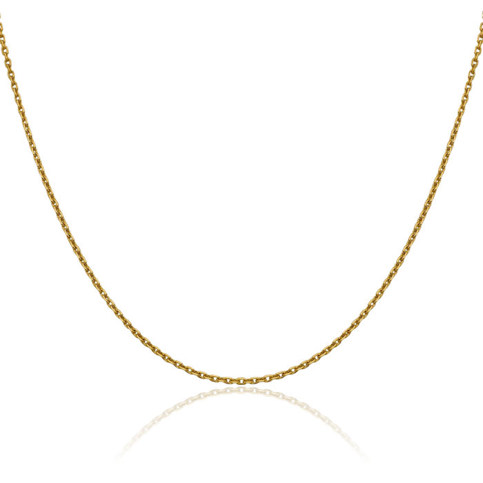 14K Solid Yellow Gold 1.5mm Cable Rolo Link Chain Belcher Necklace