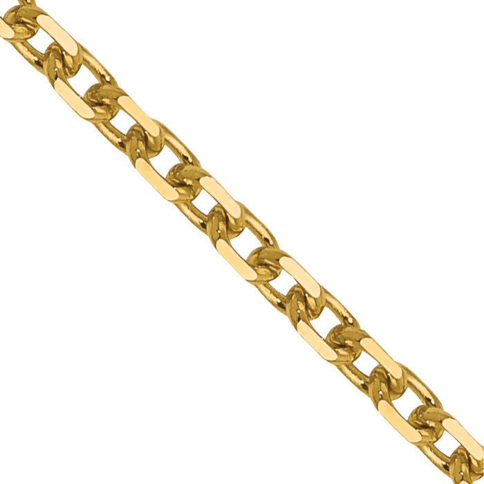 14K Solid Yellow Gold 1.5mm Cable Rolo Link Chain Belcher Necklace