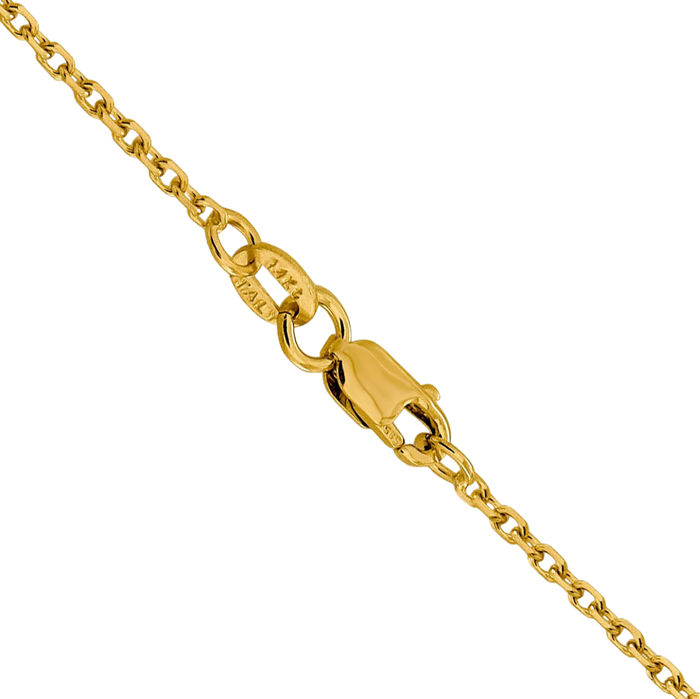 14K Solid Yellow Gold 1.5mm Cable Rolo Link Chain Belcher Necklace