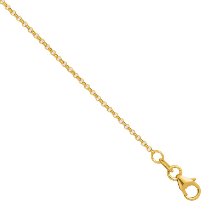 14K Solid Yellow Gold 1.5mm Cable Rolo Link Chain Belcher Necklace