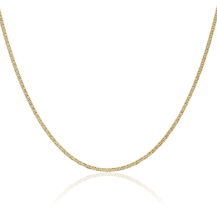 14K Solid Yellow Gold 1.5mm Anchor Mariner Link Chain Necklace