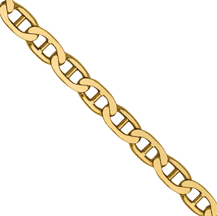 14K Solid Yellow Gold 1.5mm Anchor Mariner Link Chain Necklace