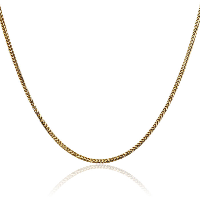 14K Solid Yellow Gold 1.5mm Franco Link Chain Necklace