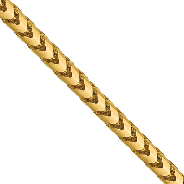 14K Solid Yellow Gold 1.5mm Franco Link Chain Necklace