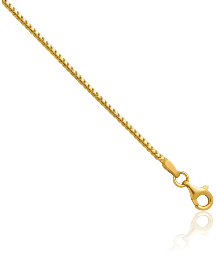 14K Solid Yellow Gold 1.5mm Franco Link Chain Necklace