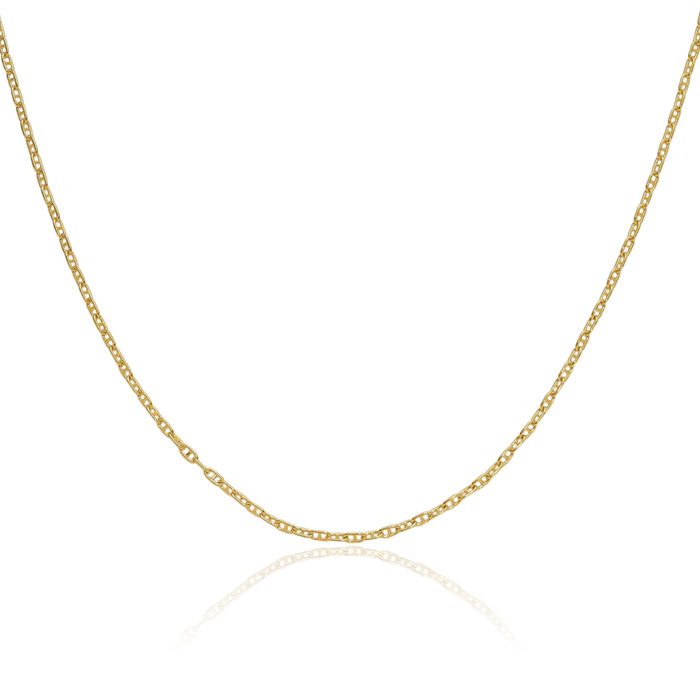 14K Solid Yellow Gold 1.5mm Anchor Mariner Link Chain Necklace