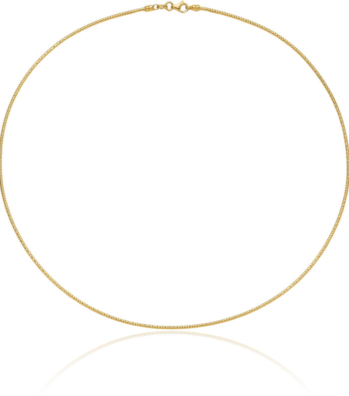 14K Solid Yellow Gold 1.5mm Neck Collar Neckwire Chain Cuff Choker Necklace