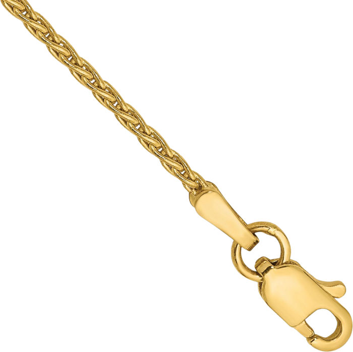 14K Solid Yellow Gold 1.5mm Parisian Spiga Wheat Link Chain Bracelet