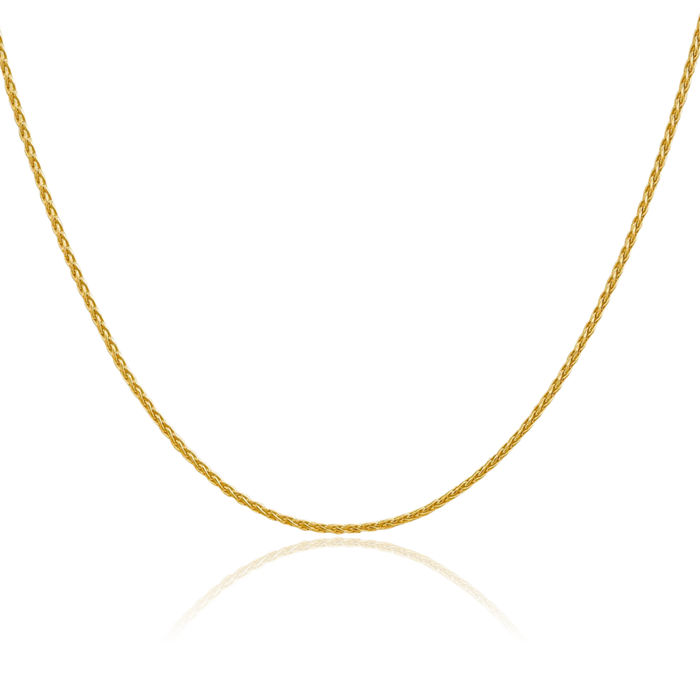 14K Solid Yellow Gold 1.5mm Parisian Spiga Wheat Link Chain Necklace