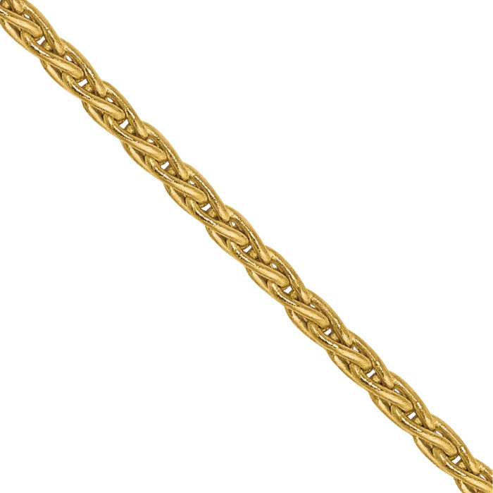 14K Solid Yellow Gold 1.5mm Parisian Spiga Wheat Link Chain Necklace