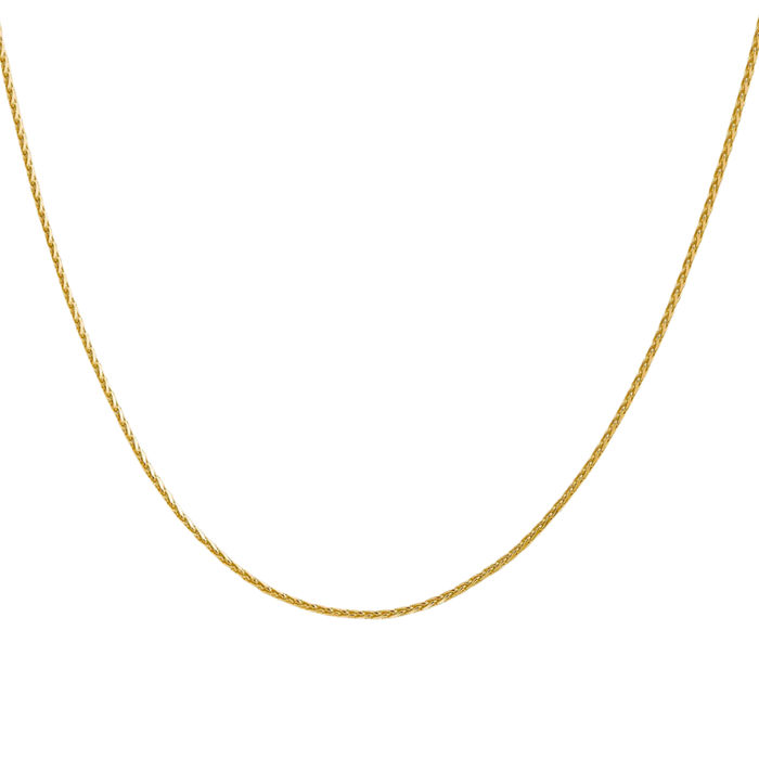 14K Solid Yellow Gold 1.5mm Parisian Spiga Wheat Link Chain Necklace